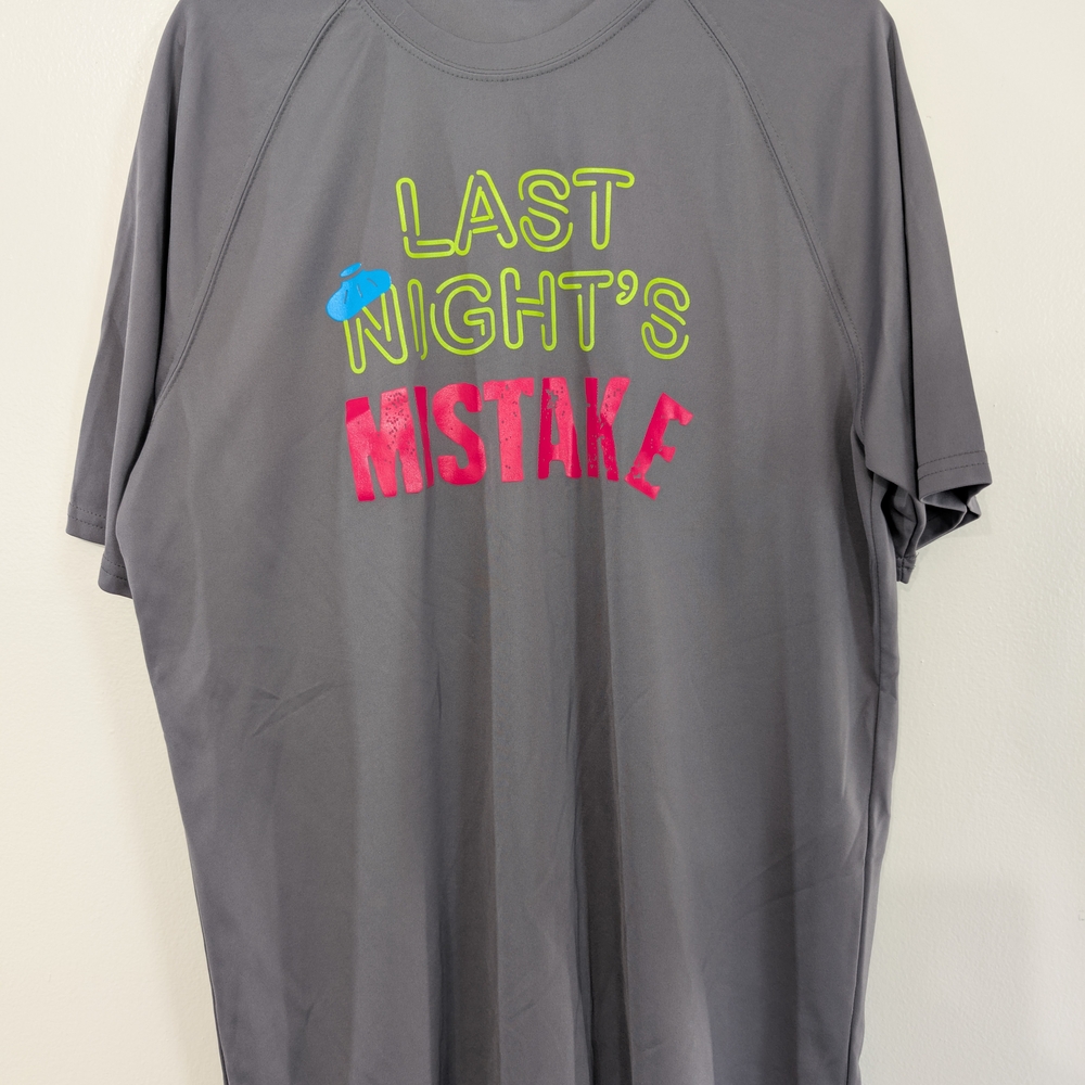 Gray and Pink Short Sleeve Tee with Vibrant Graphic